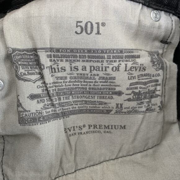 Levi’s Premium 501 90s Jeans Black Denim Button Fly Big E Size Tag 27x32 (29x32) - Picture 11 of 11